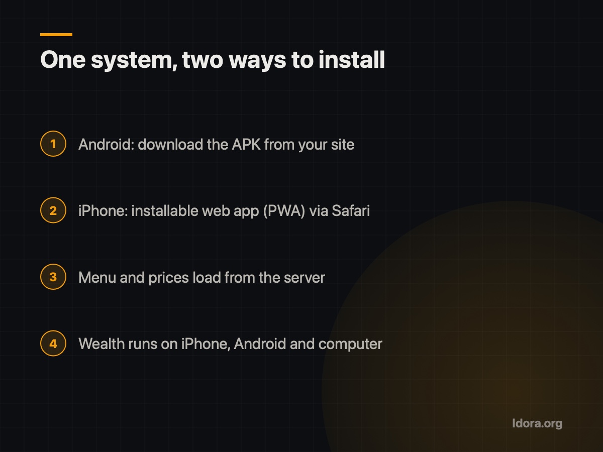 One system, two ways to install on Android and iPhone